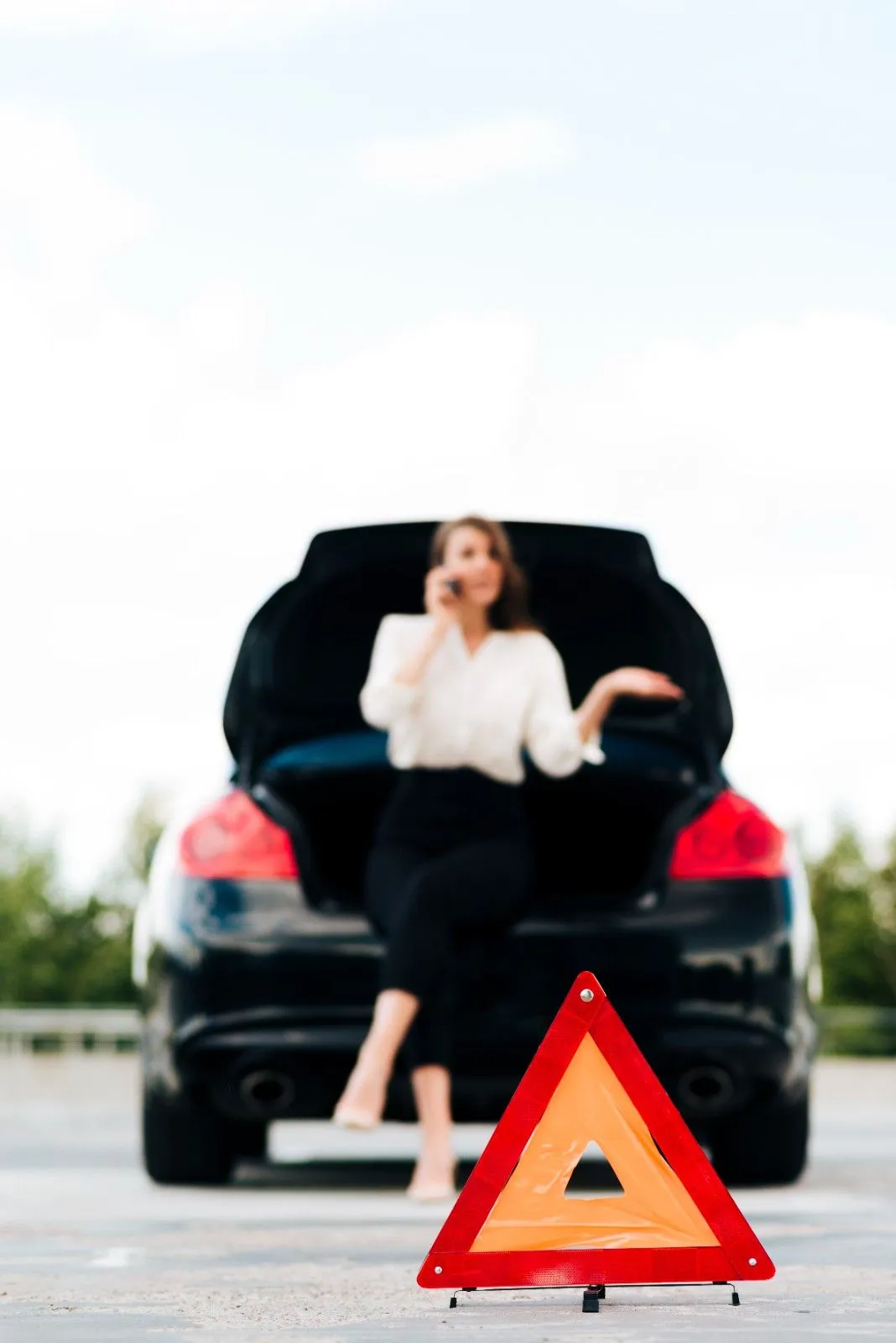 Driver waiting for roadside help